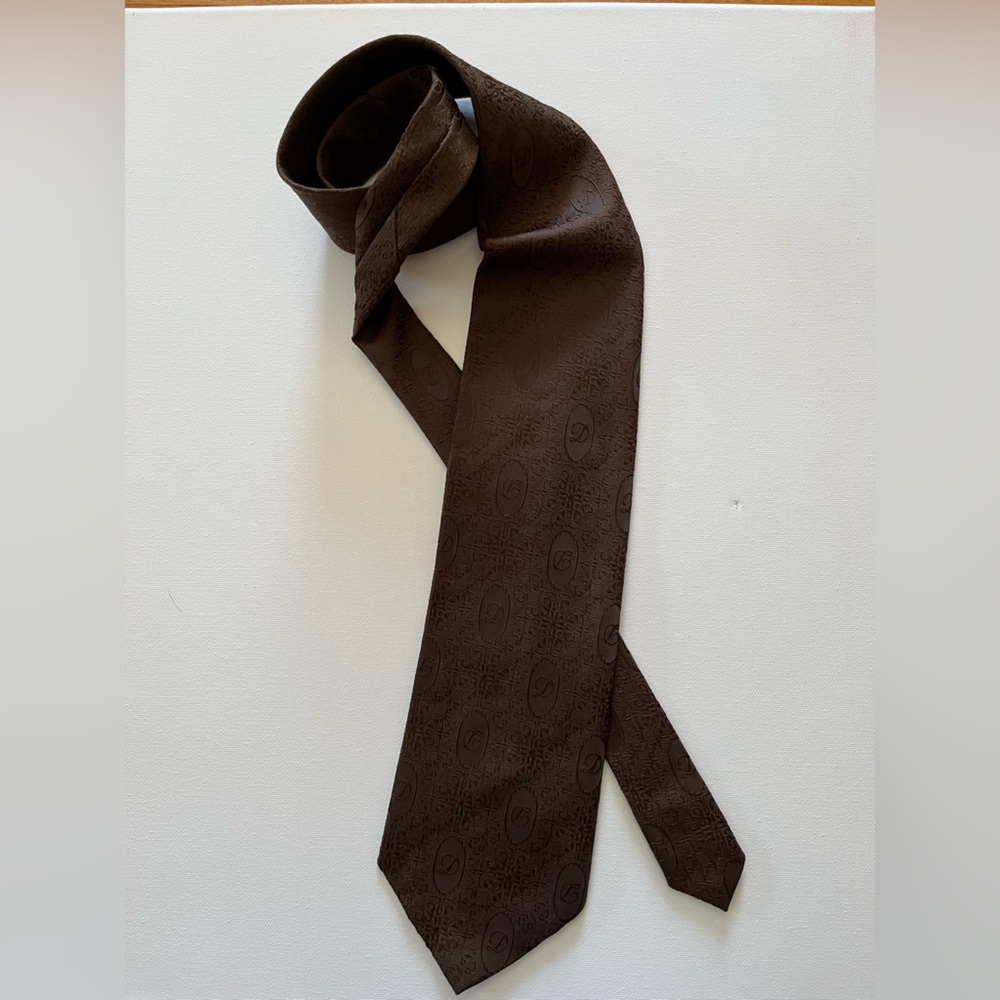 Elegant Embossed Patterned Necktie. Chocolate Bro… - image 1